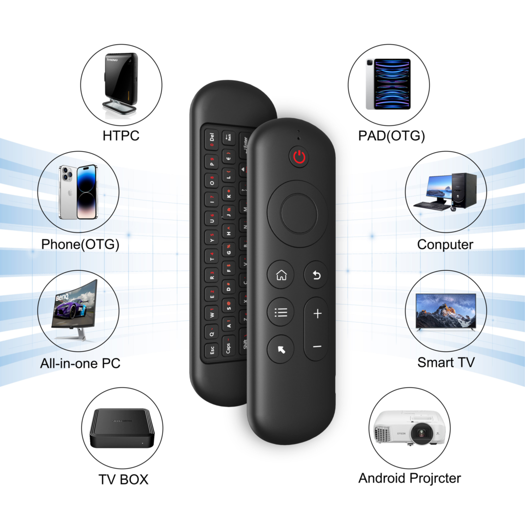 Telecommande Souris Air M5 Rechargeable avec Télécommande, Mini Clavier Sans Fil, Commande Vocale